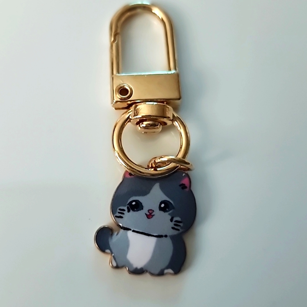 CAT  ZIPPER Pull-purse charm Or Charm bracelet Lobster claw clip closure